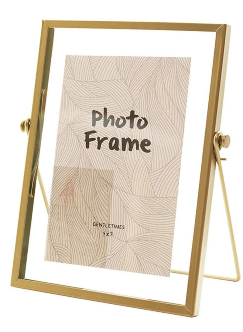 BUPY 22*17CM Picture Frames,Gold Photo Frame Decor with Plexiglas Cover High Definition Glass Desk Pictures Display - Image 2